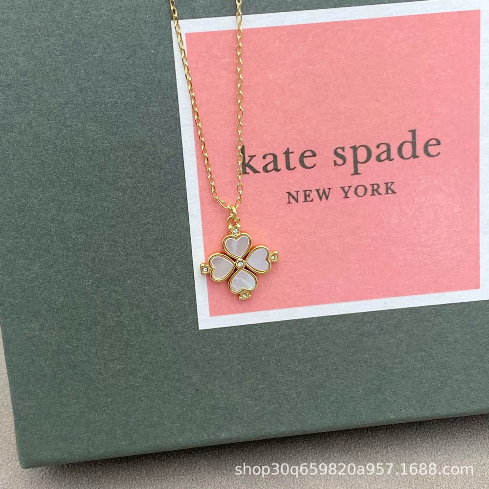 kate spade Natural Heart Shell Four Leaf Clover Metal Necklace